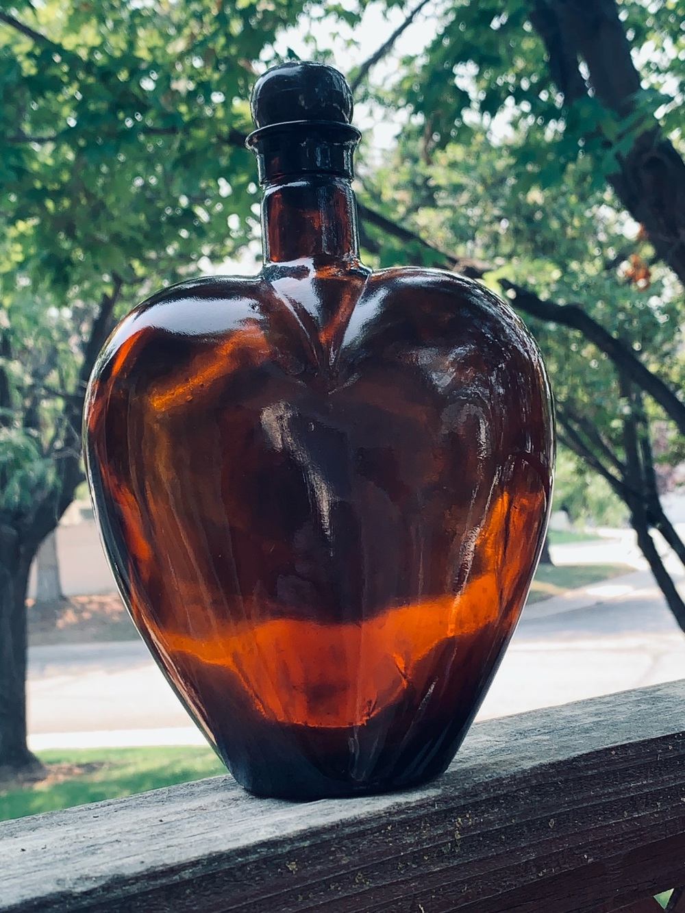 Vintage Paul Masson Amber Glass Heart Shape Bottle